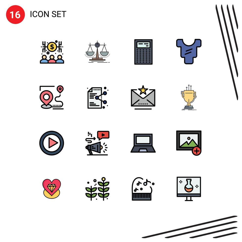 Set of 16 Modern UI Icons Symbols Signs for route clothes scale body math Editable Creative Vector Design Elements