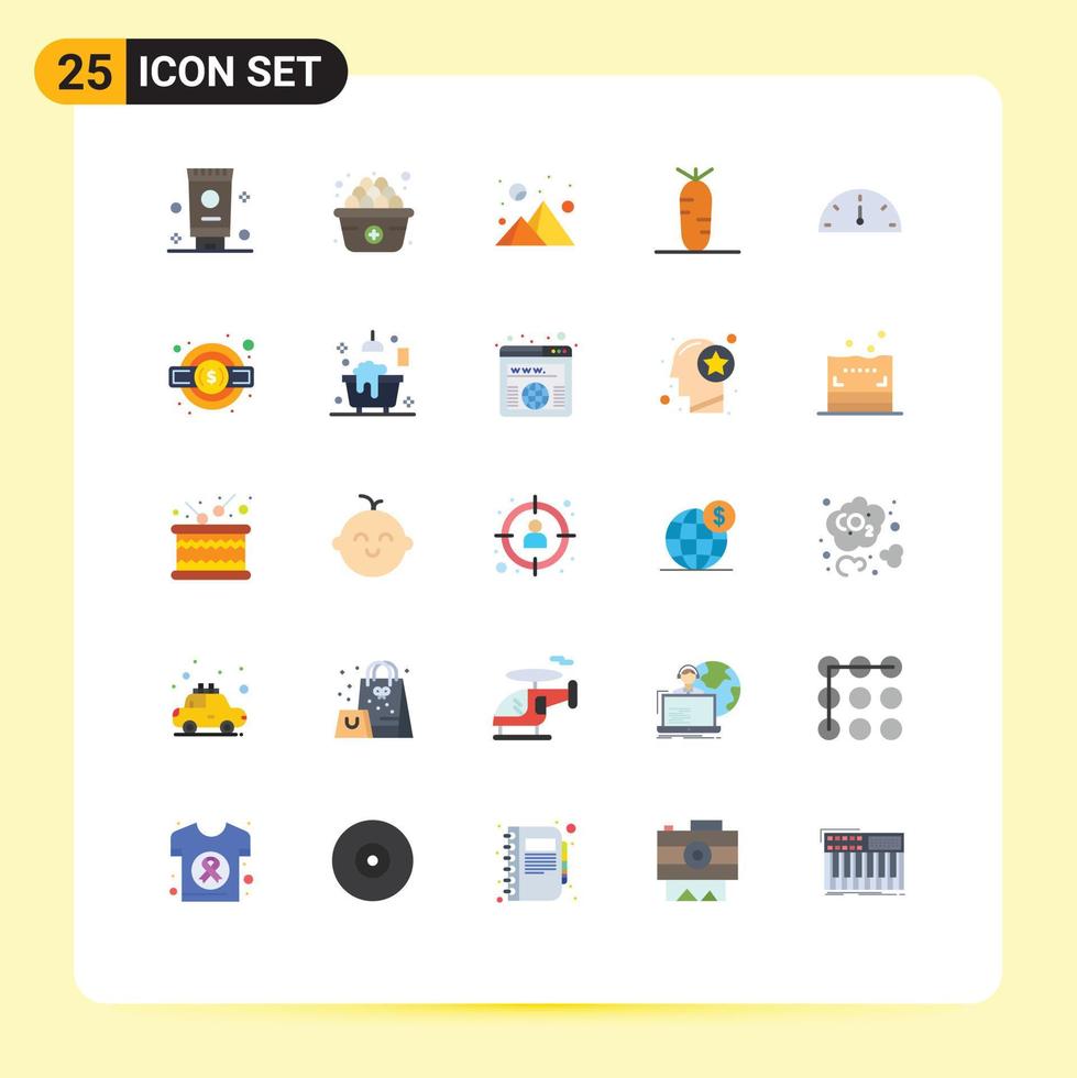 Set of 25 Modern UI Icons Symbols Signs for service performance sunset gauge vegetables Editable Vector Design Elements