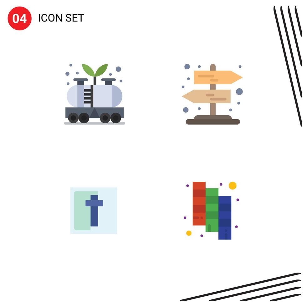 Group of 4 Flat Icons Signs and Symbols for energy easter power rural sign Editable Vector Design Elements