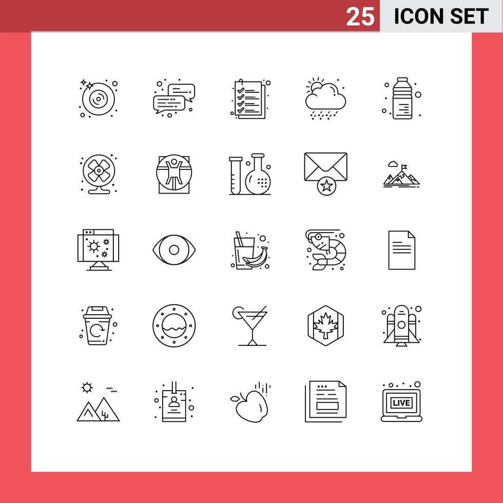 25 Creative Icons Modern Signs and Symbols of water drink checkout bottle snowy Editable Vector Design Elements