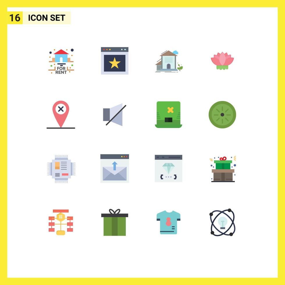 16 Thematic Vector Flat Colors and Editable Symbols of cross chinese home china office Editable Pack of Creative Vector Design Elements