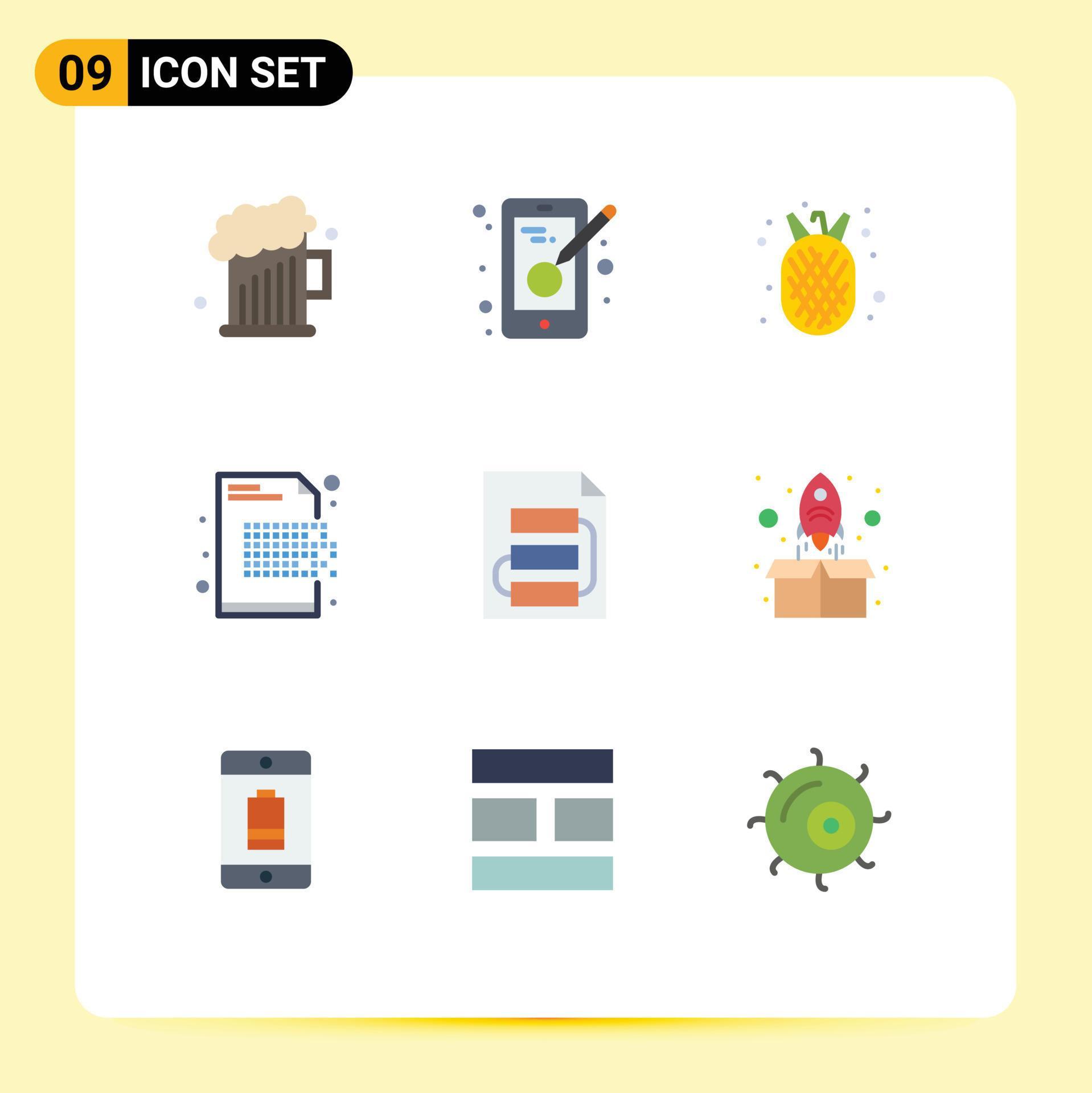 Modern Set of 9 Flat Colors and symbols such as document encryption ...