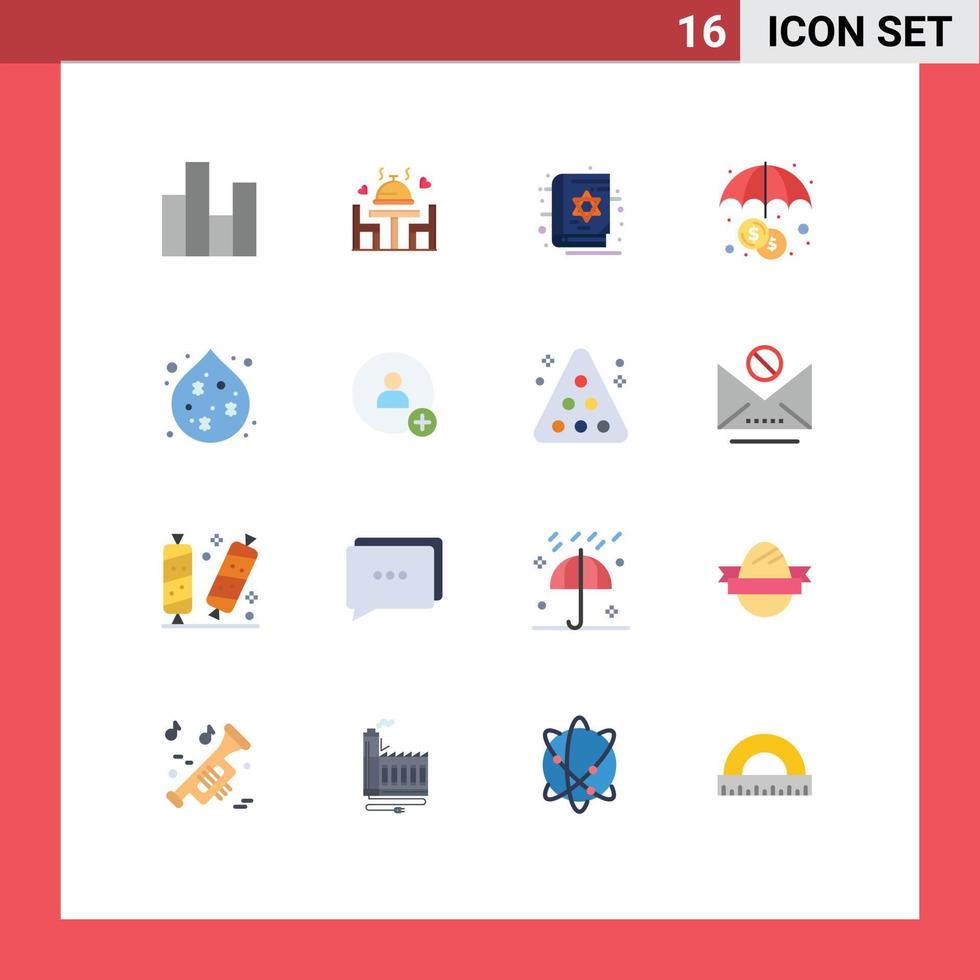 Set of 16 Modern UI Icons Symbols Signs for waste investment plate insurance scary Editable Pack of Creative Vector Design Elements
