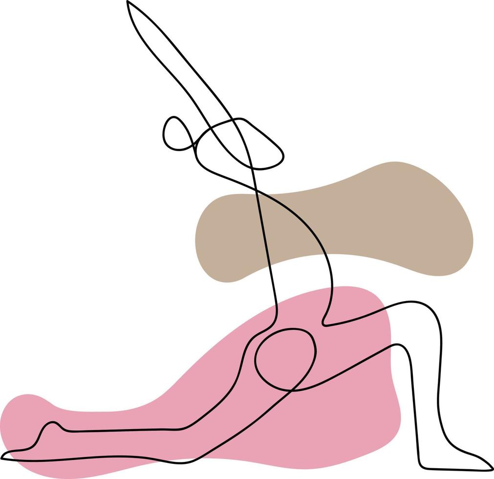 continuous line drawing of women fitness yoga concept. vector health illustration.