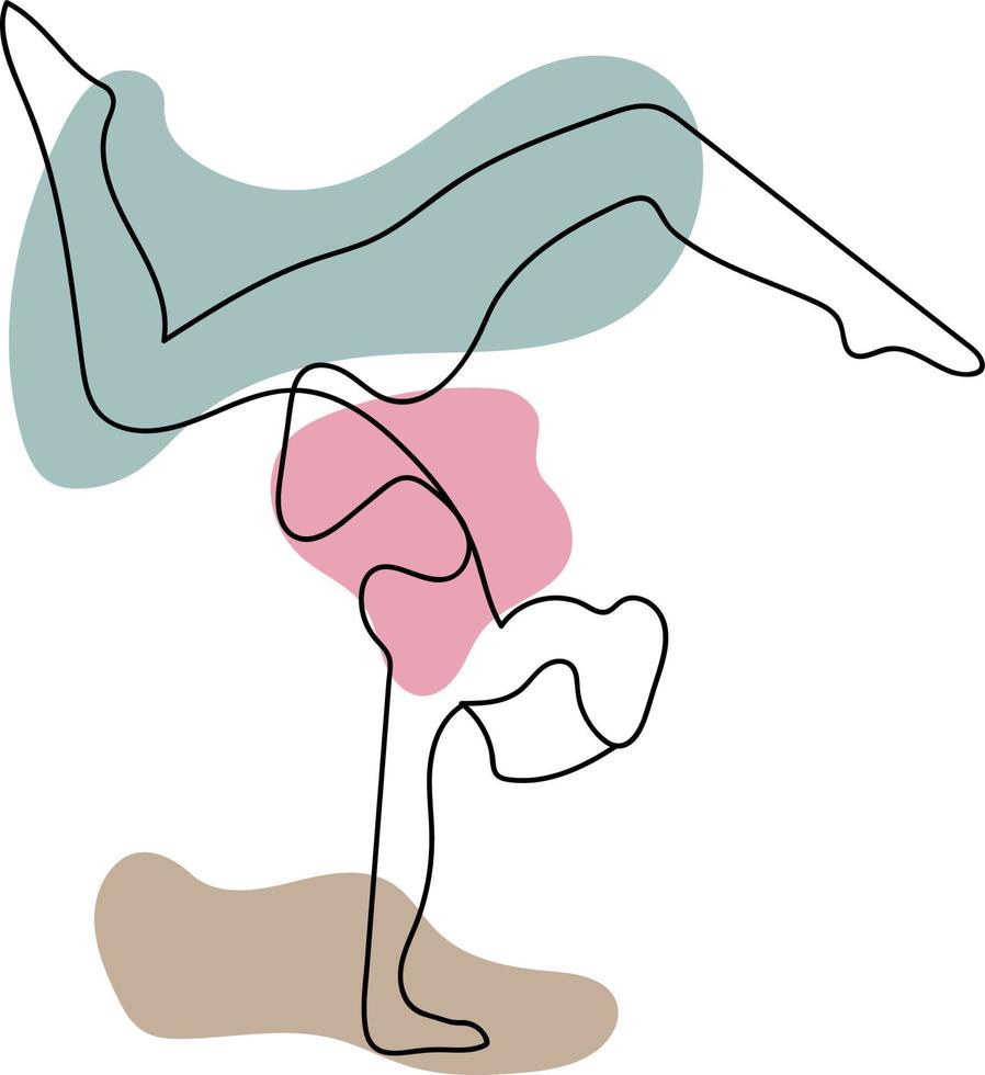 continuous line drawing of women fitness yoga concept. vector health illustration.