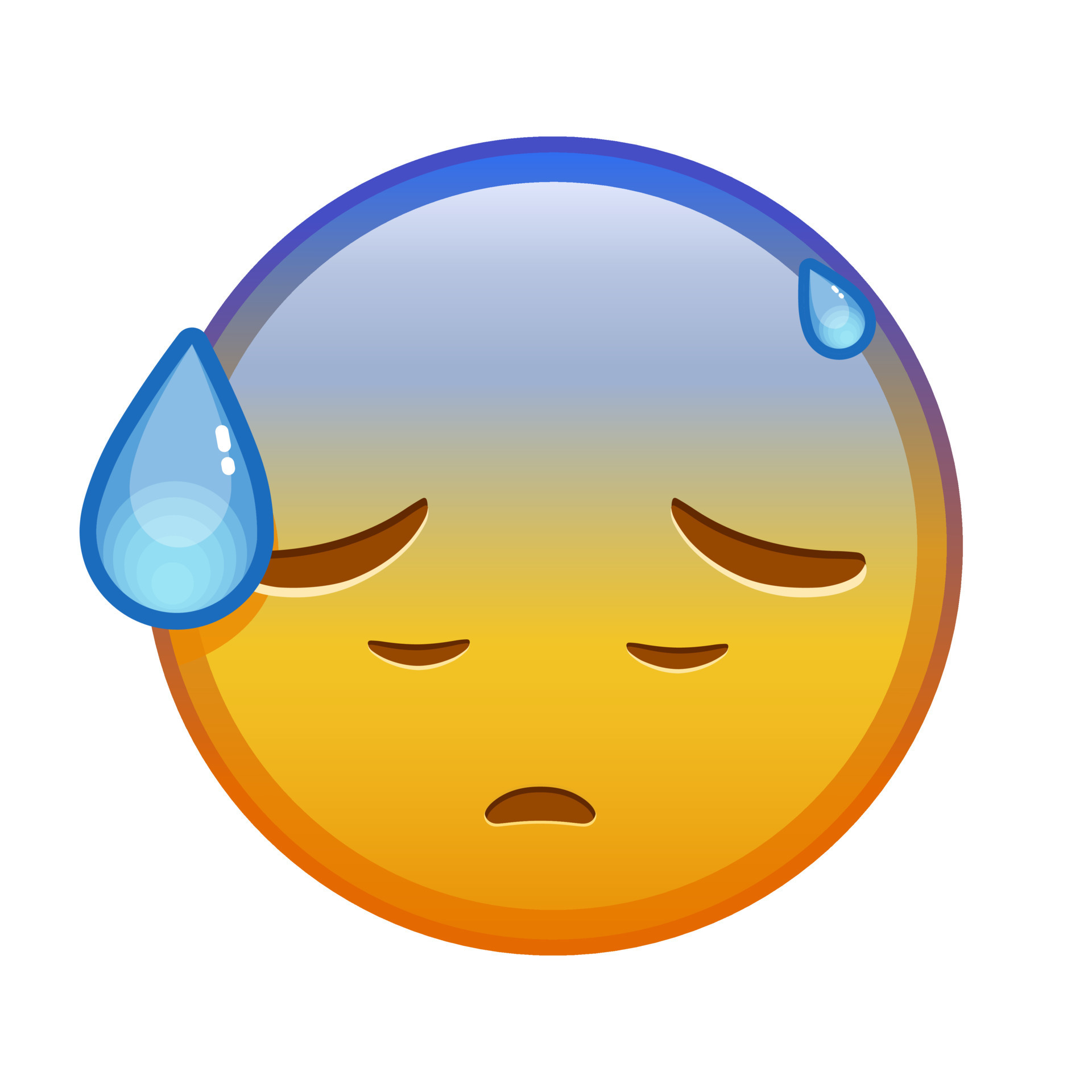 Face with open mouth in cold sweat Large size of yellow emoji smile