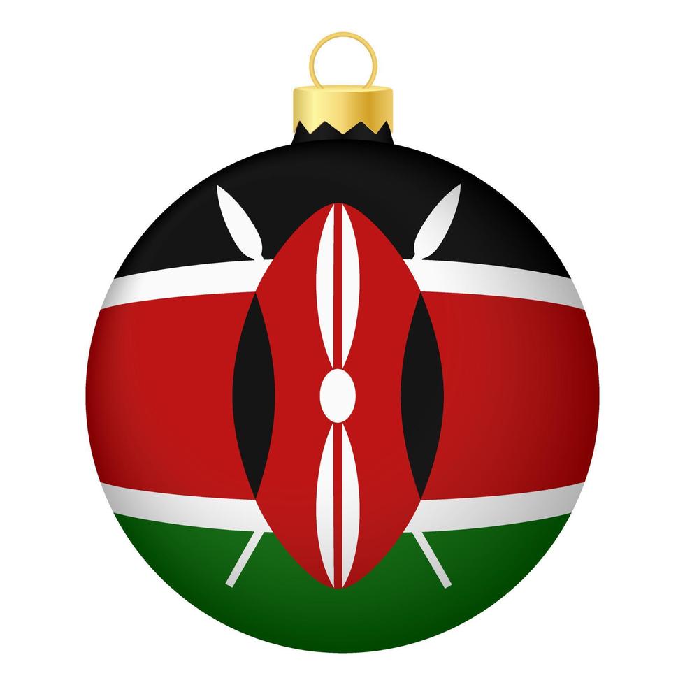 Christmas tree ball with Kenya flag. Icon for Christmas holiday vector