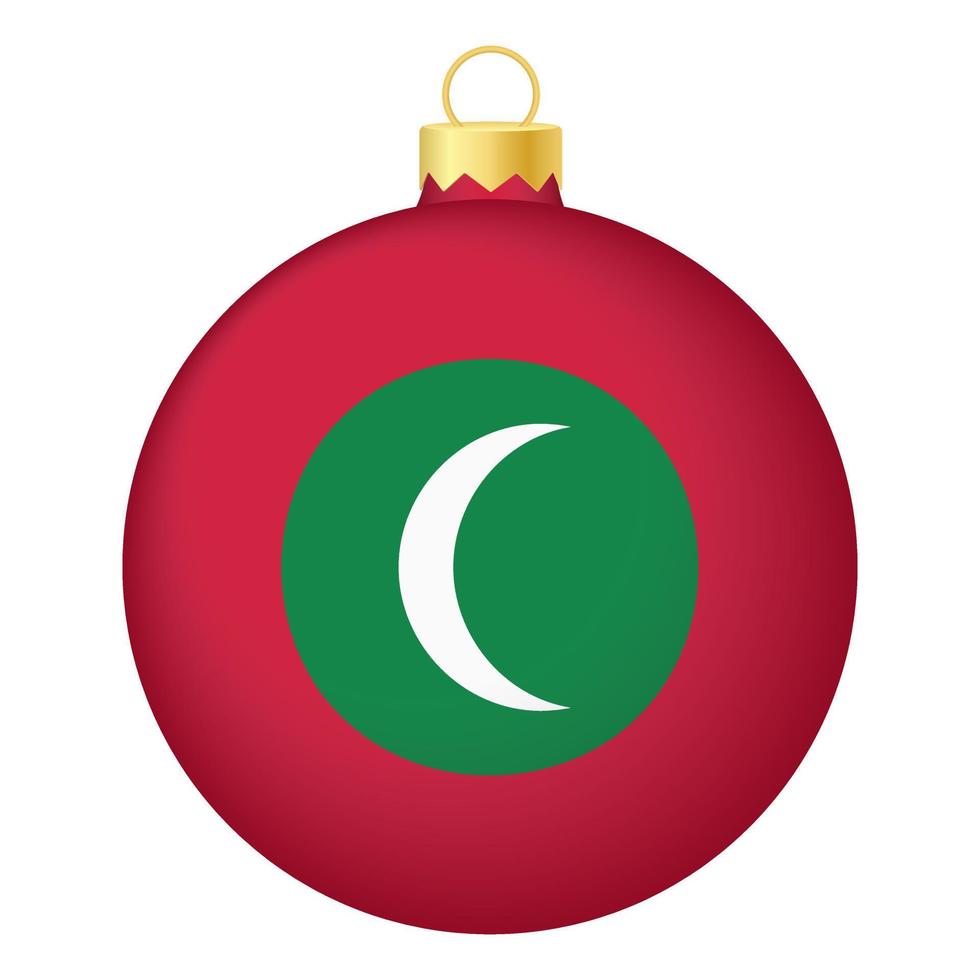 bola de árbol de navidad con bandera de maldivas. icono para vacaciones de navidad vector