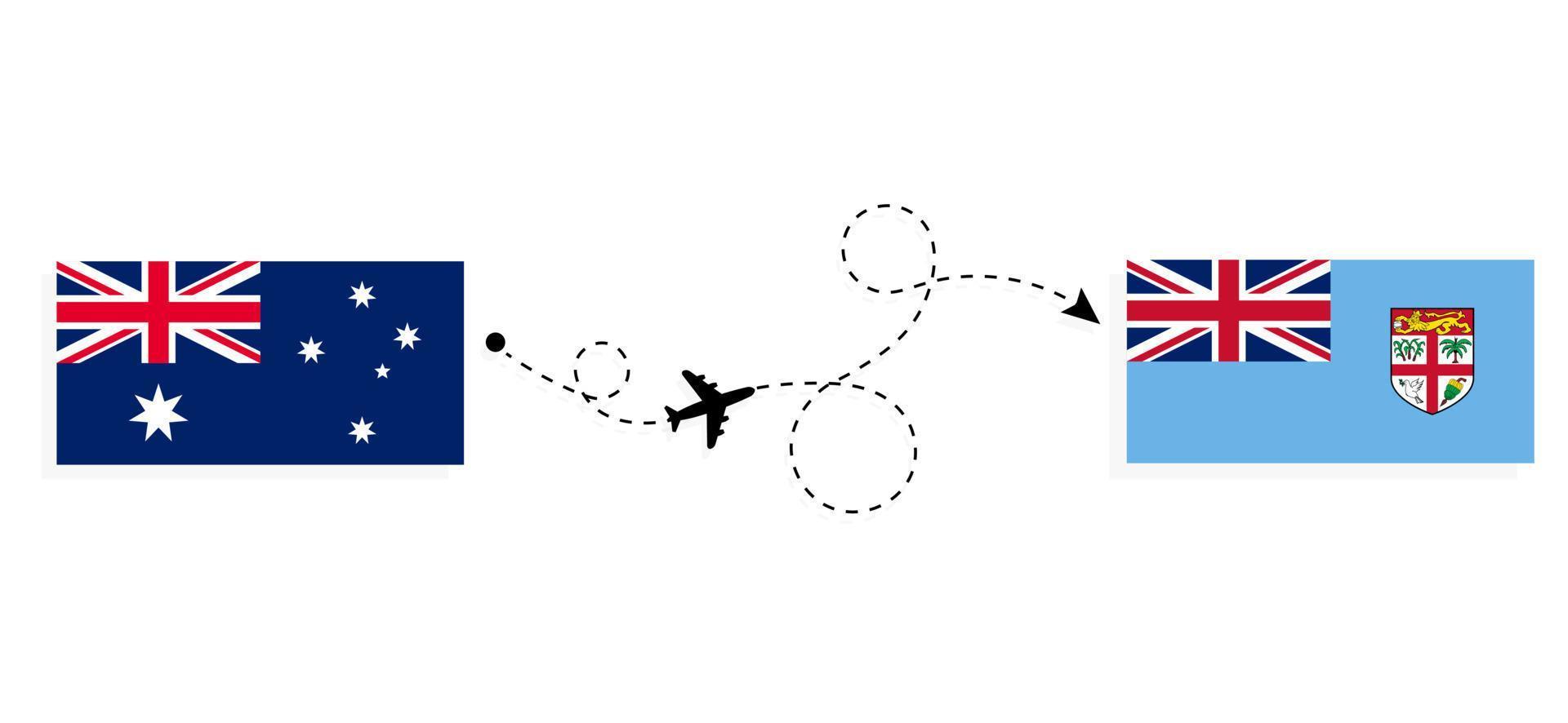 Flight and travel from Australia to Fiji by passenger airplane Travel concept vector