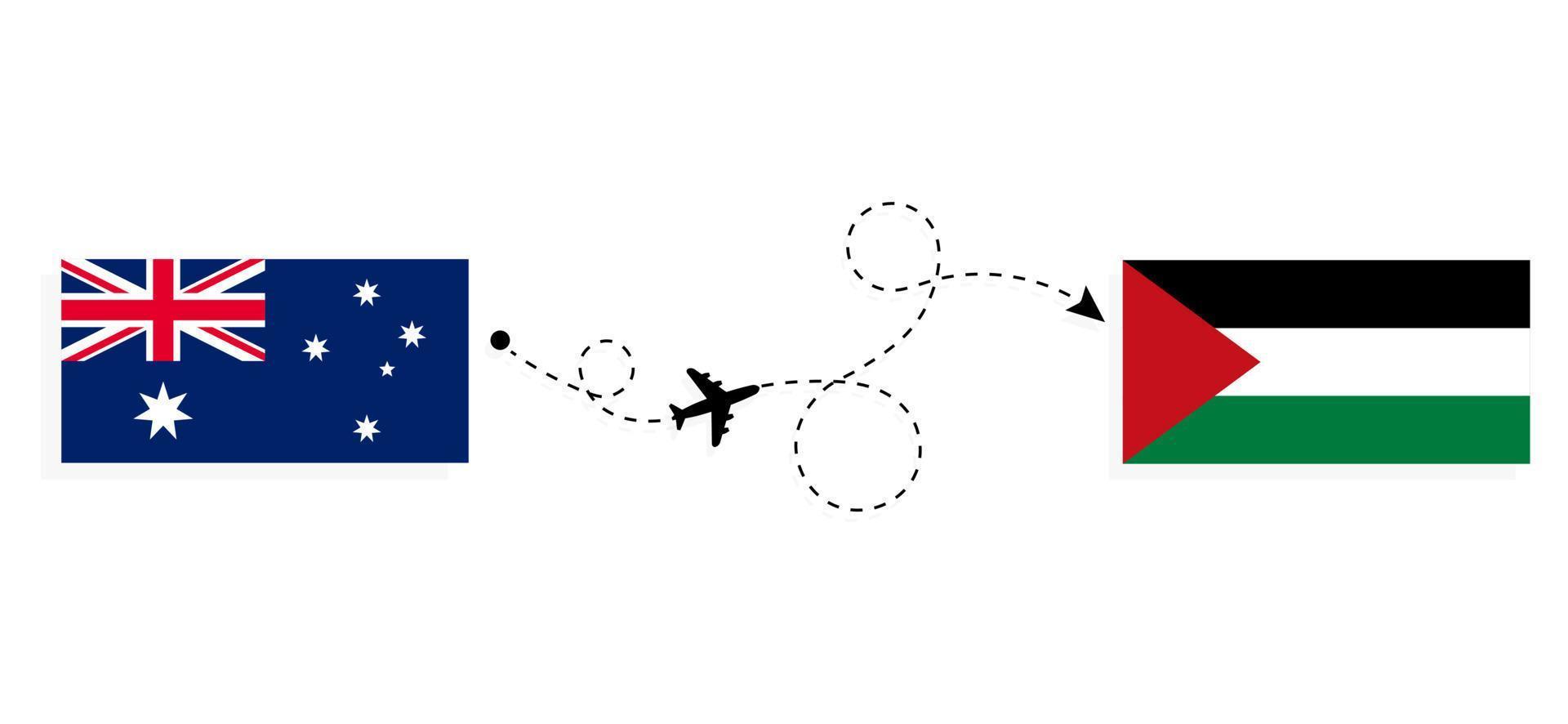 vuelo y viaje de australia a palestina por concepto de viaje en avión de pasajeros vector