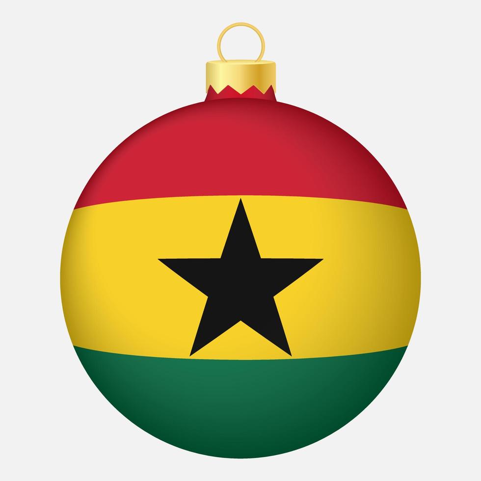 bola de árbol de navidad con bandera de ghana. icono para vacaciones de navidad vector