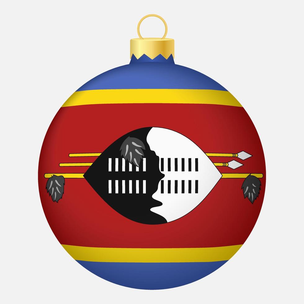 Christmas tree ball with Eswatini flag. Icon for Christmas holiday vector