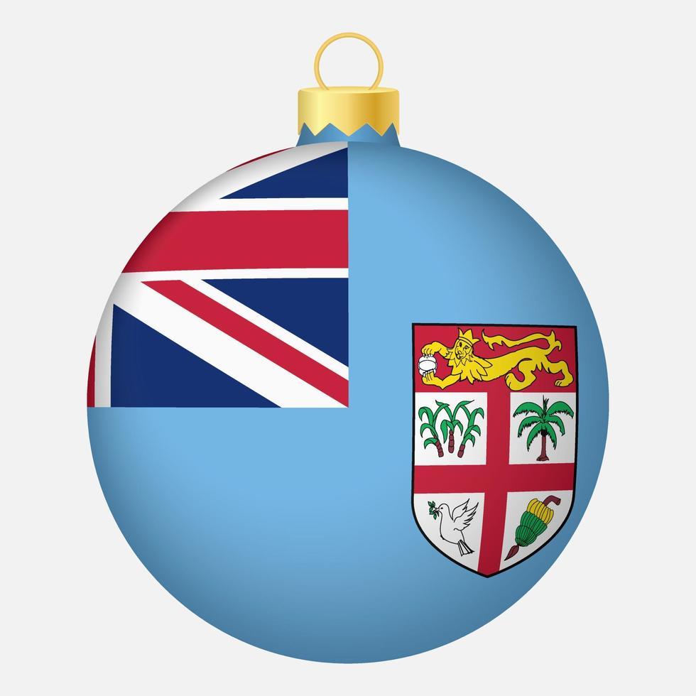 Christmas tree ball with Fiji flag. Icon for Christmas holiday vector