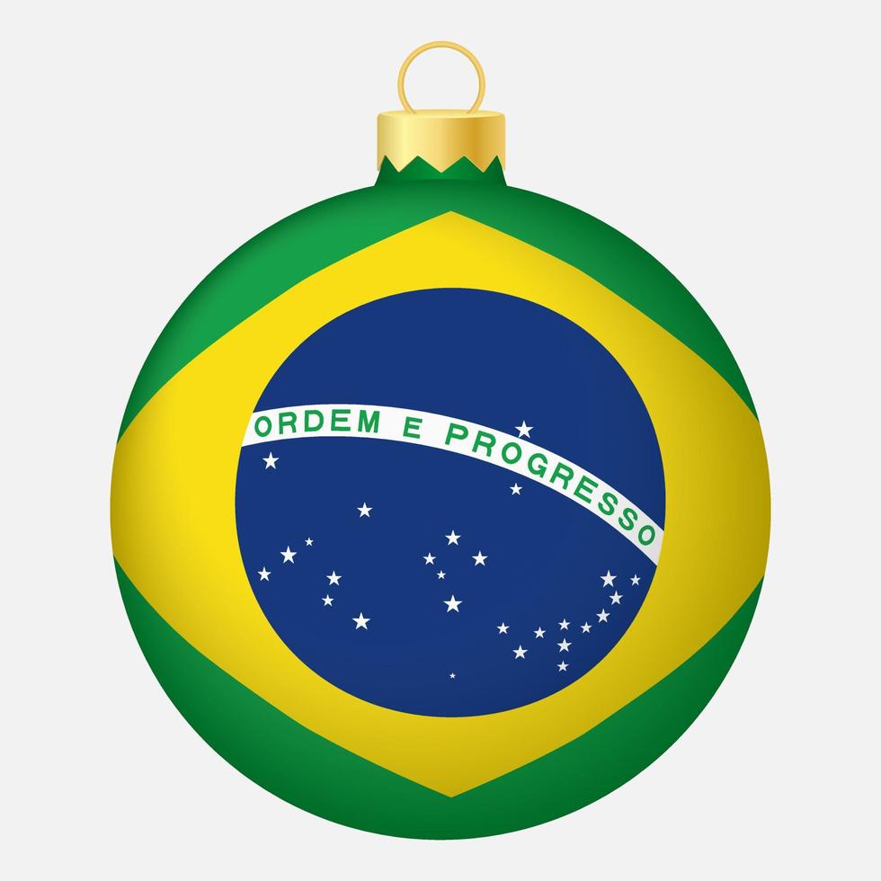 bola de árbol de navidad con bandera de brasil. icono para vacaciones de navidad vector