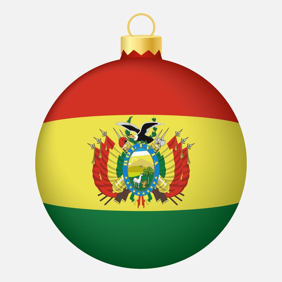 bola de árbol de navidad con bandera de bolivia. icono para vacaciones de navidad vector