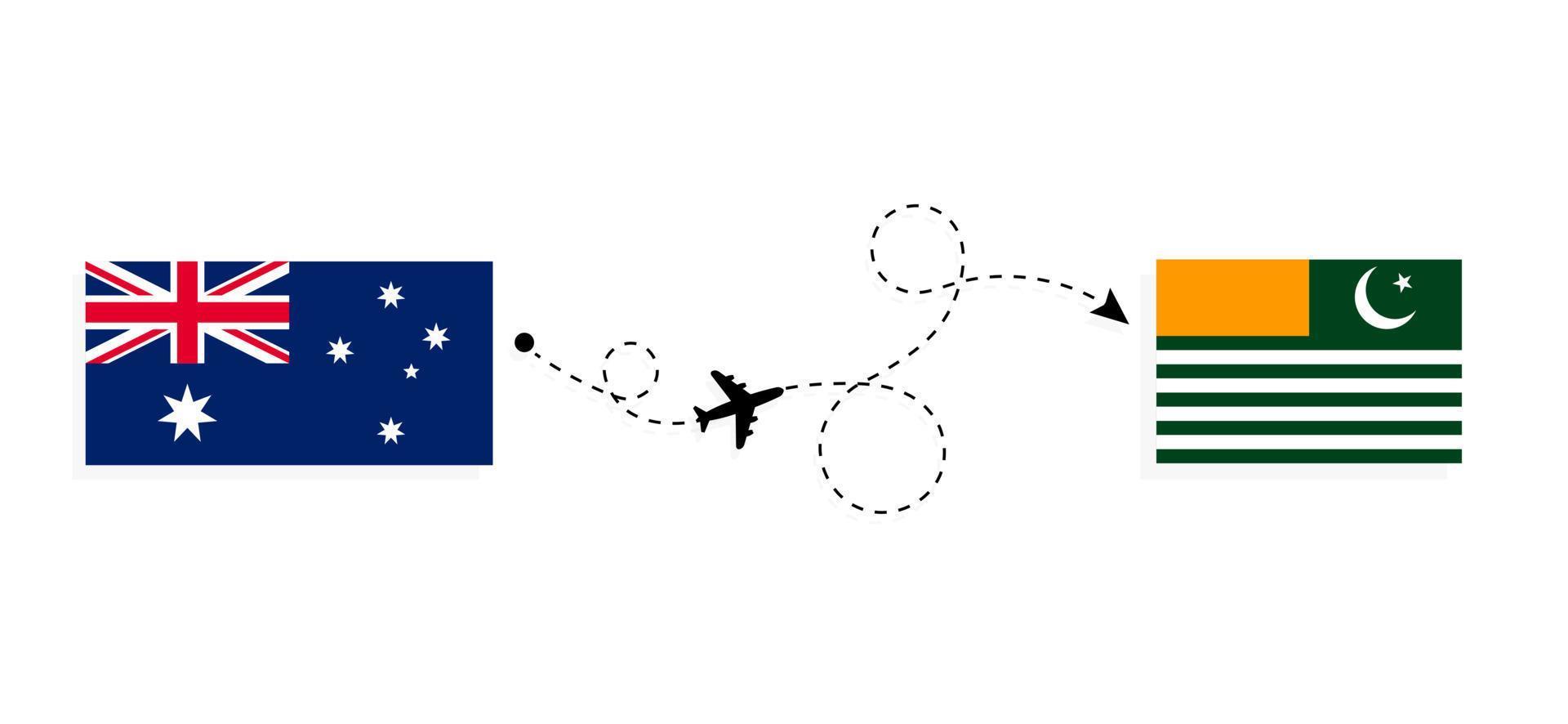 Flight and travel from Australia to Azad Jammu and Kashmir by passenger airplane Travel concept vector
