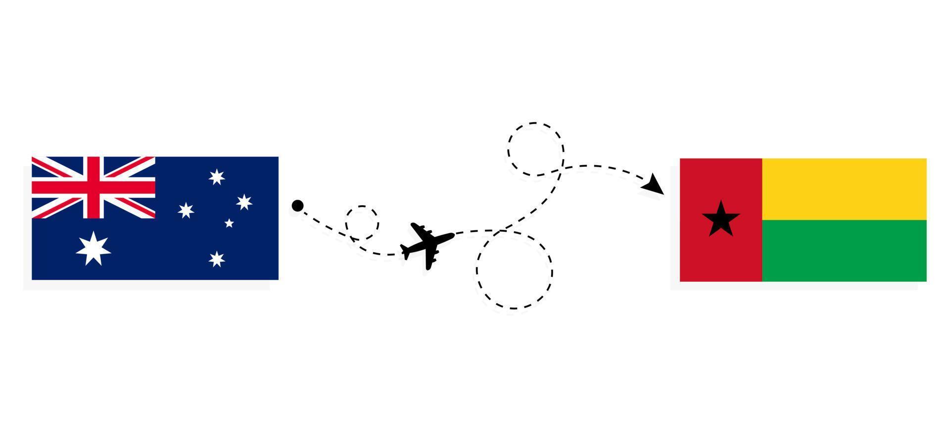 vuelo y viaje desde australia a guinea-bissau por concepto de viaje en avión de pasajeros vector