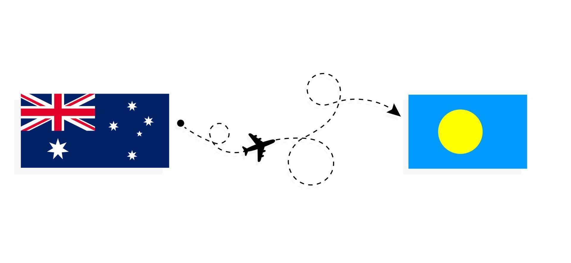 Flight and travel from Australia to Palau by passenger airplane Travel concept vector