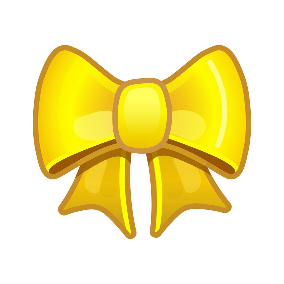 Yellow bow with ribbon isolated on white background Large size of emoji vector