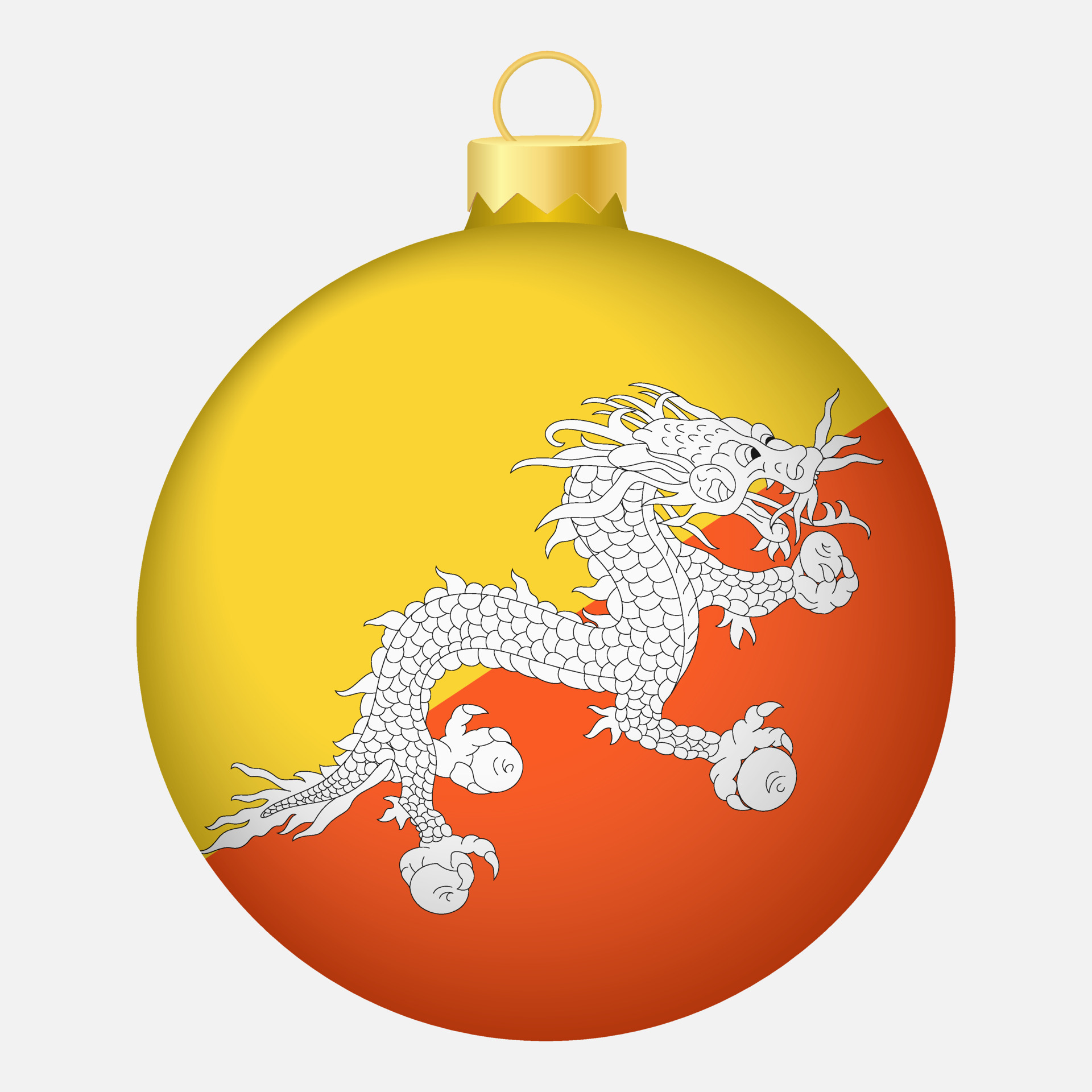 Christmas tree ball with Bhutan flag. Icon for Christmas holiday
