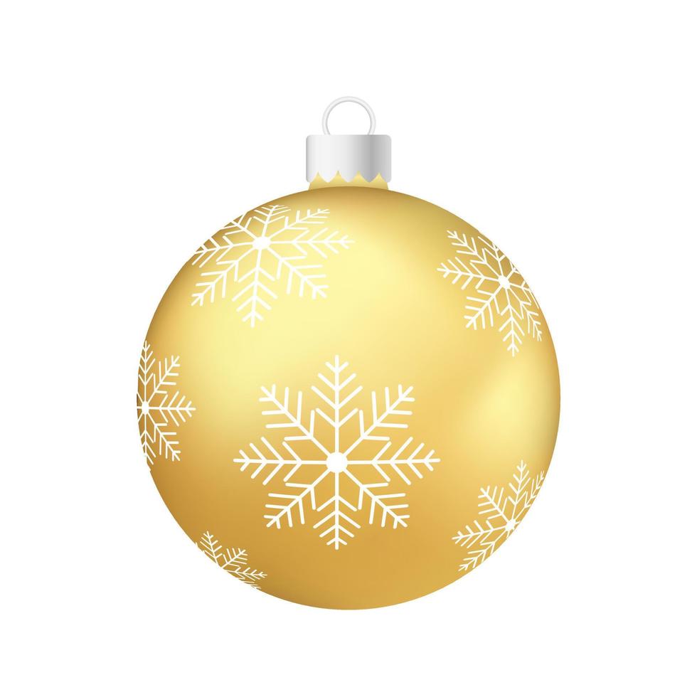 juguete de árbol de navidad dorado o bola volumétrica y ilustración de color realista vector