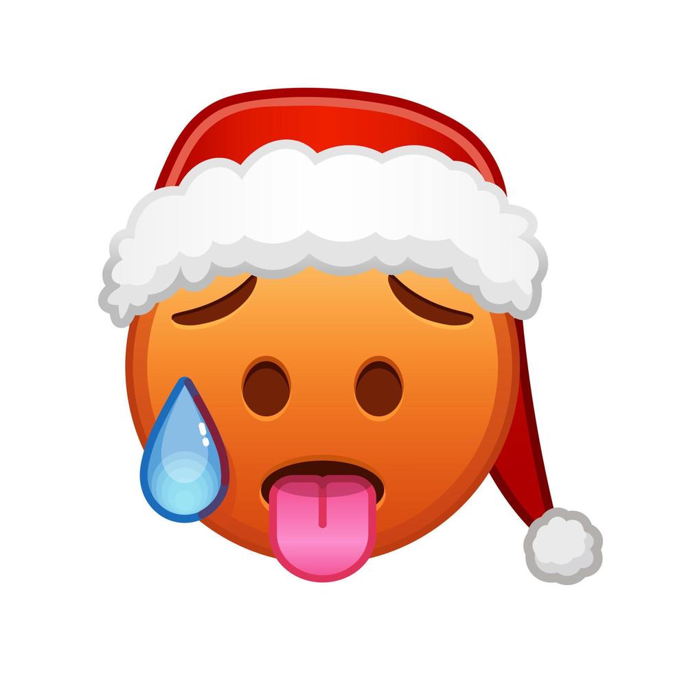 cara sudorosa de navidad gran tamaño de emoji rojo sonrisa vector