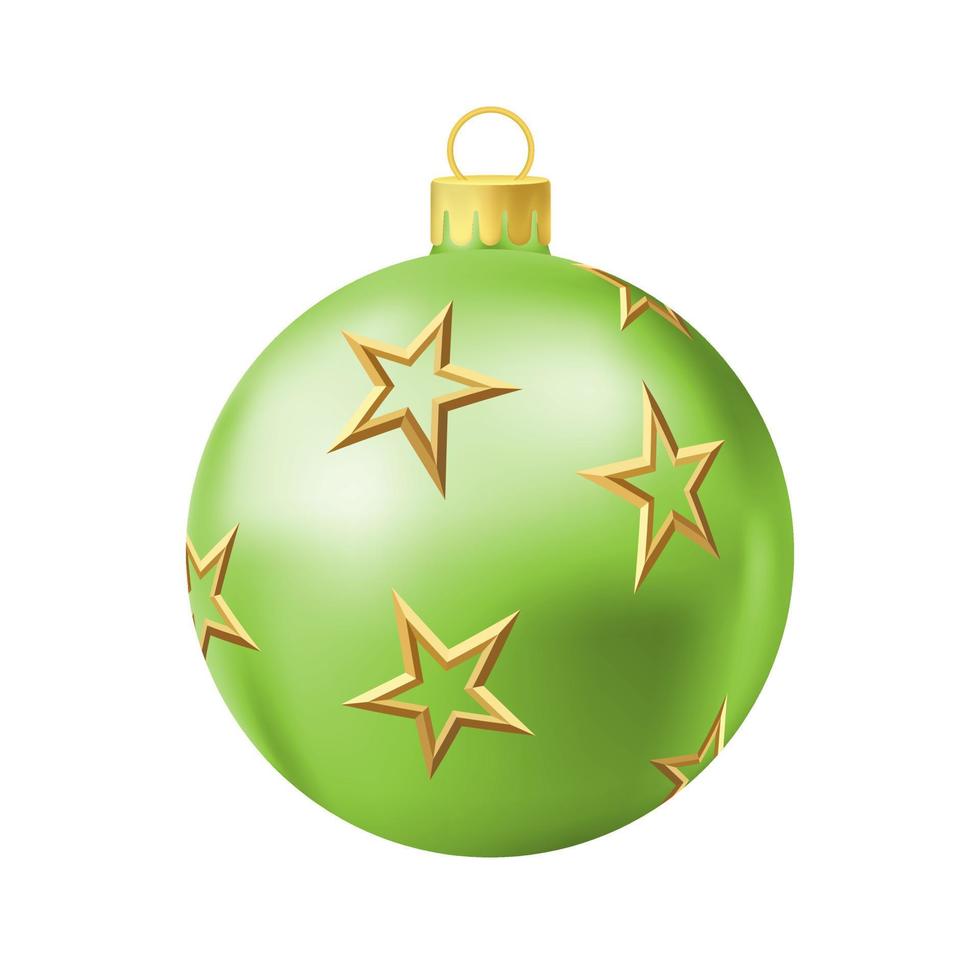 bola de árbol de navidad verde con estrella dorada vector