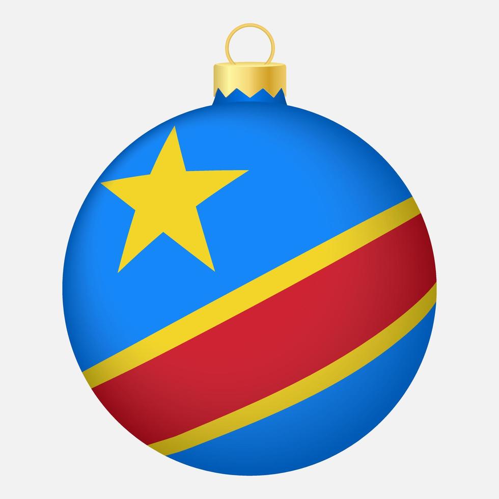 bola de árbol de navidad con bandera de la república democrática del congo. icono para vacaciones de navidad vector