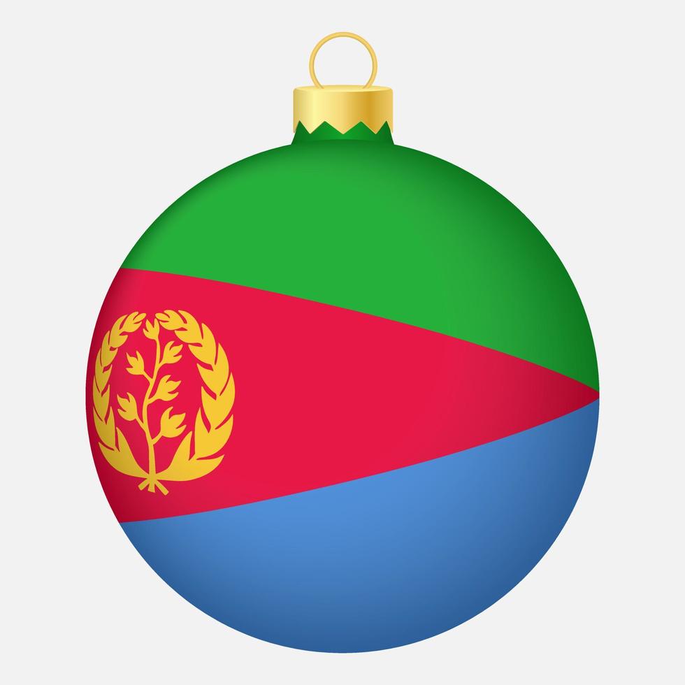 Christmas tree ball with Eritrea flag. Icon for Christmas holiday vector