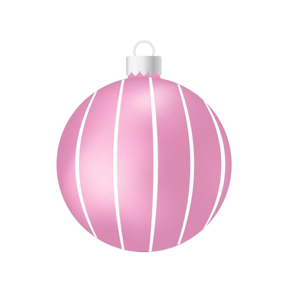 juguete del árbol de navidad rosa rosa o bola volumétrica y ilustración de color realista vector