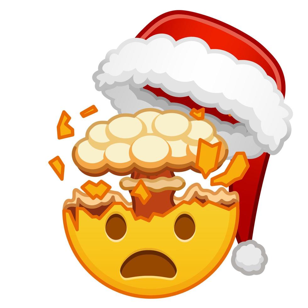 Christmas shocked face with exploding head Large size of yellow emoji smile vector