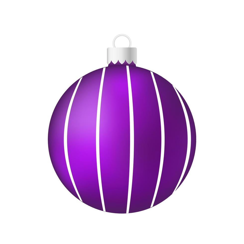 Purple violet Christmas tree toy or ball Volumetric and realistic color illustration vector