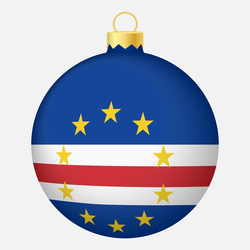 Christmas tree ball with Cape Verde flag. Icon for Christmas holiday