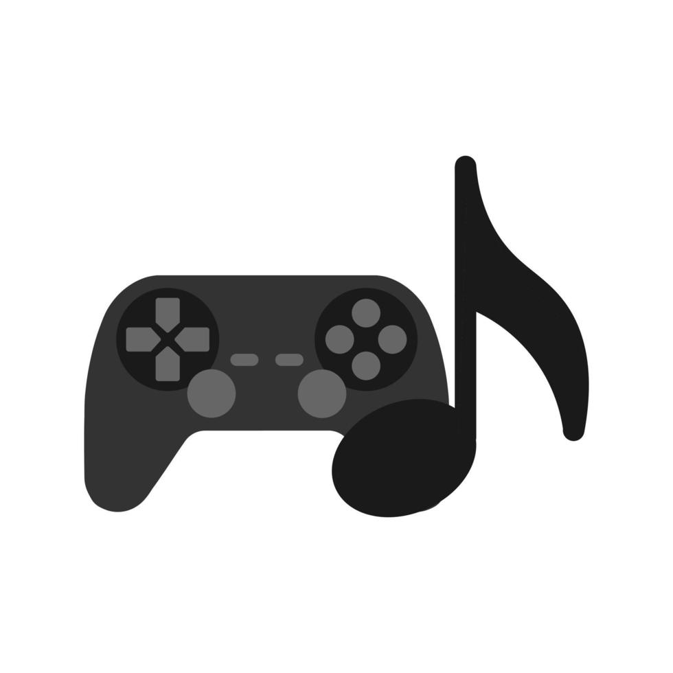 diseño plano moderno de gamepad o joystick con icono de nota musical para web vector