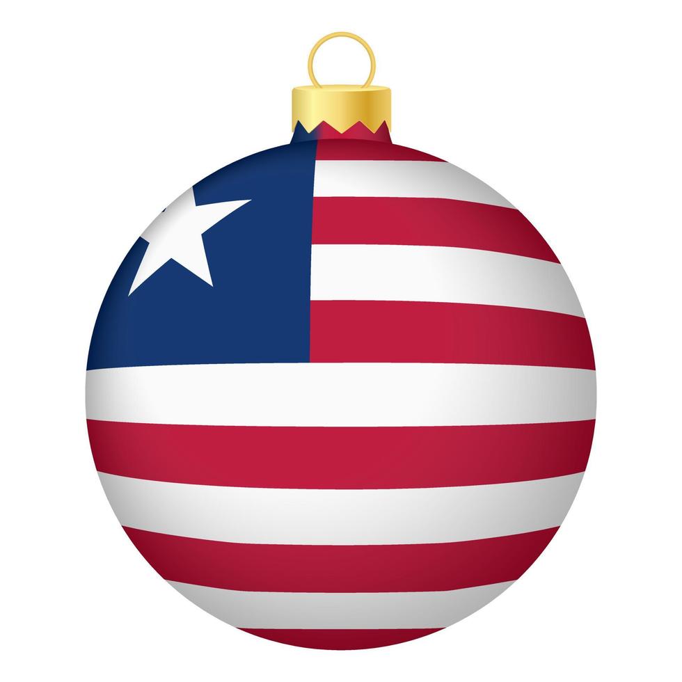 bola de árbol de navidad con bandera de liberia. icono para vacaciones de navidad vector