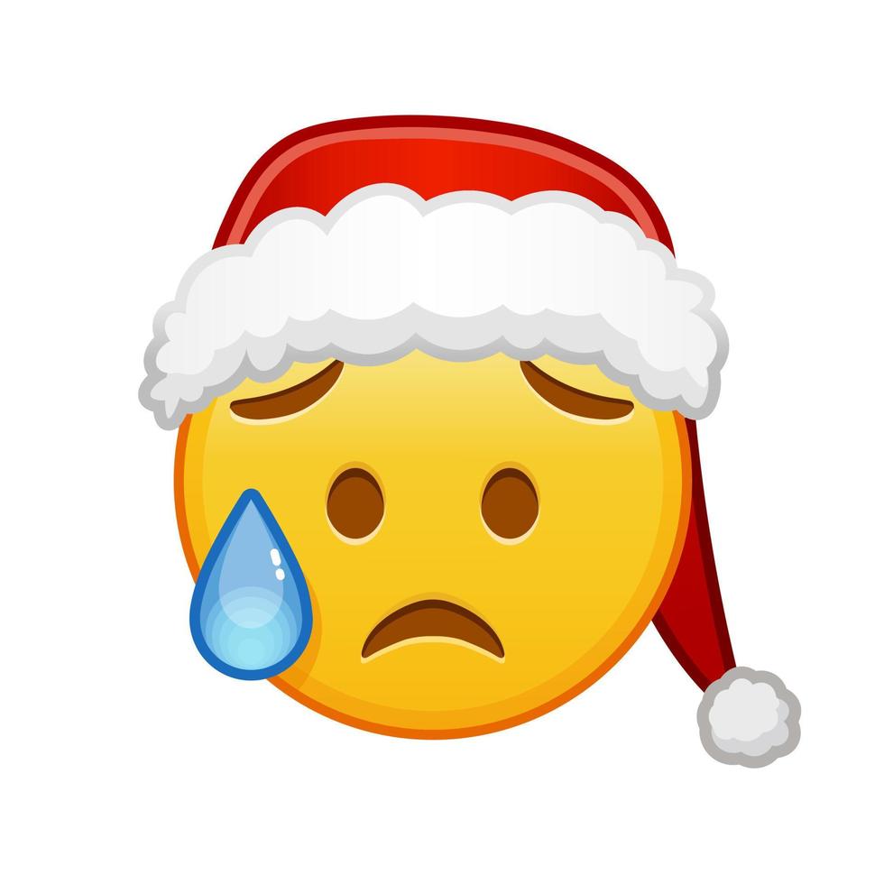 cara de navidad con una expresión de decepción y alivio de gran tamaño de emoji amarillo sonrisa vector