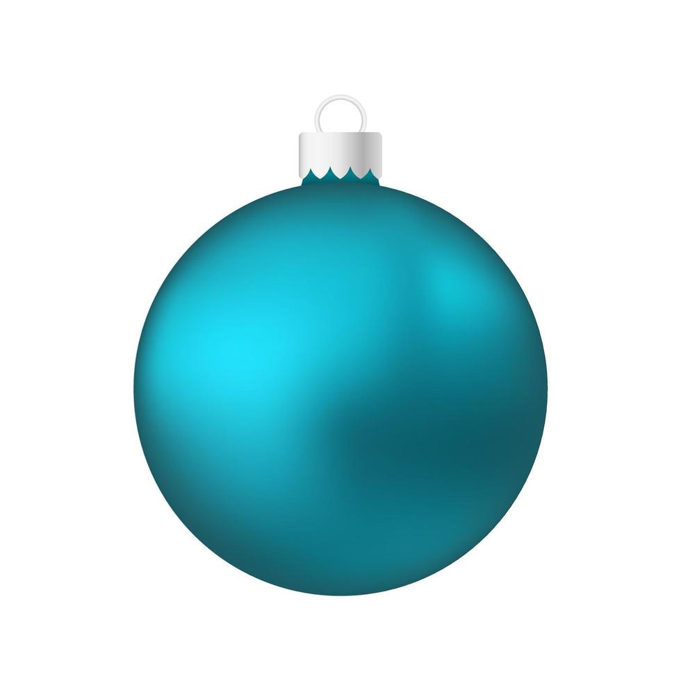 Aqua blue Christmas tree toy or ball Volumetric and realistic color illustration vector