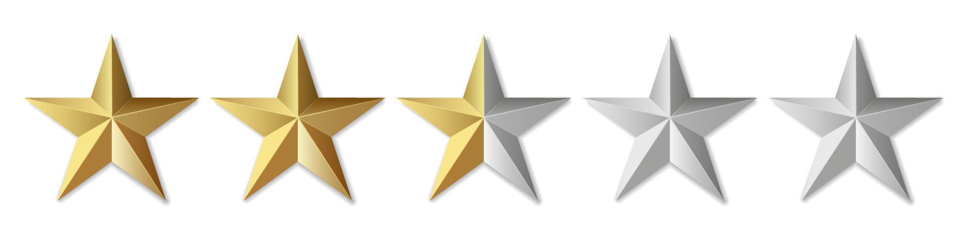 Five golden stars product rating review for apps and websites vector