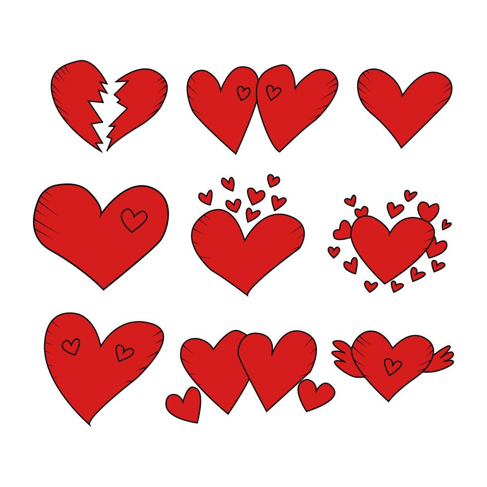 Doodle hand drawn hearts illustration. Set hearts. Vector EPS10
