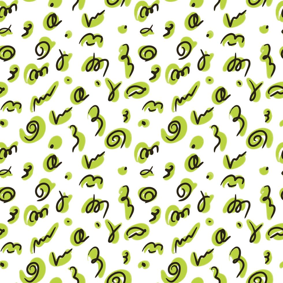 Abstract Hand Drawing Green Pattern Isolated on white Background vector