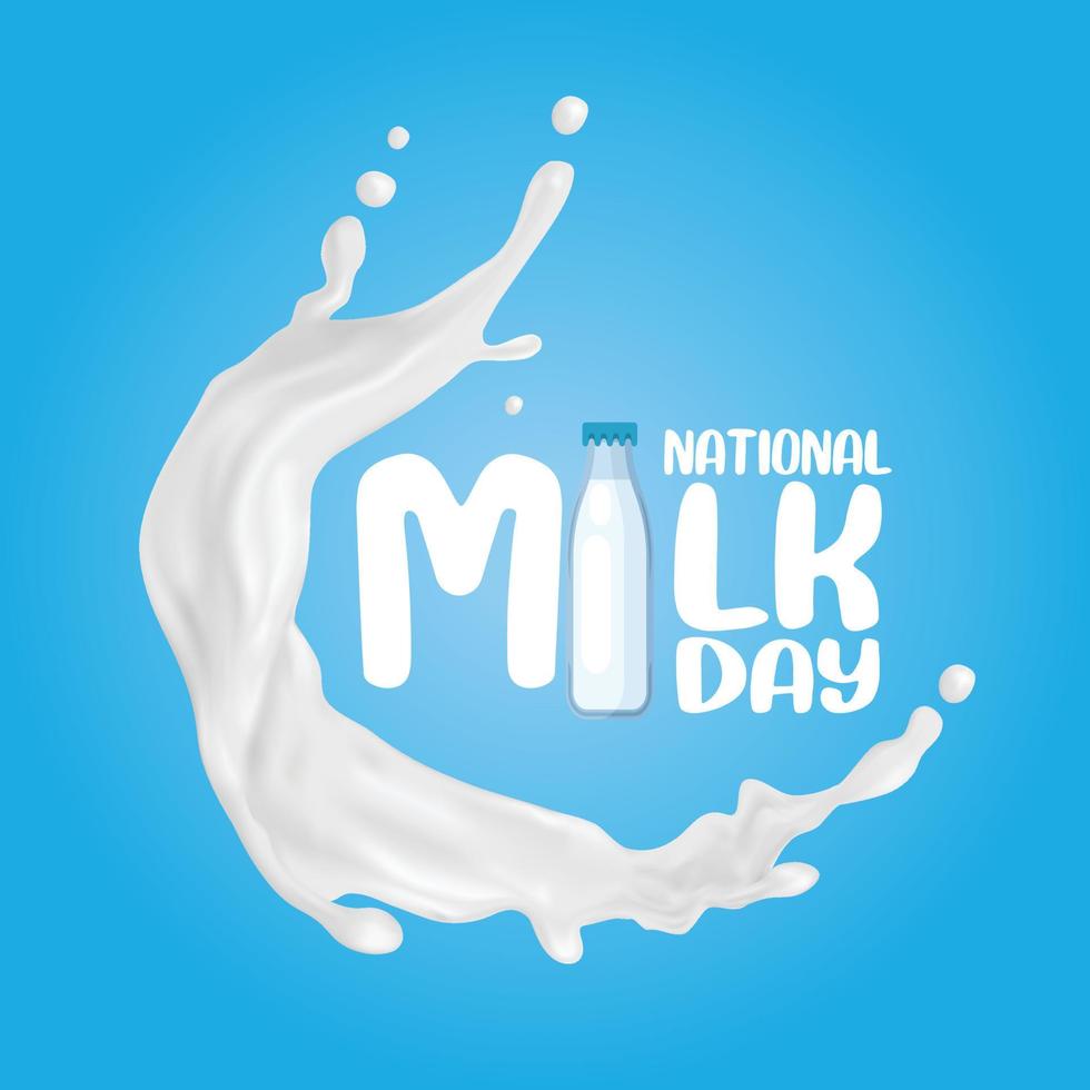 national milk day in typography design vector graphics