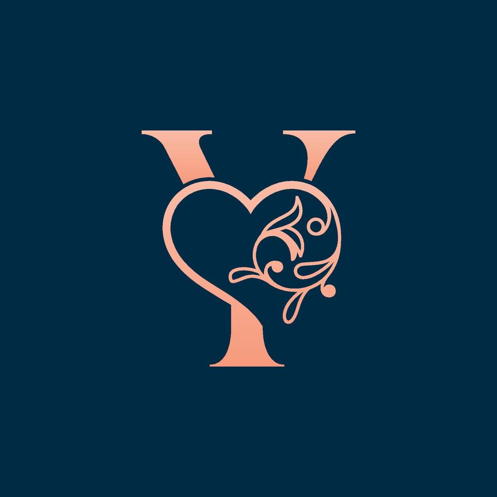 HEART ROSE GOLD BEAUTY LETTER Y vector