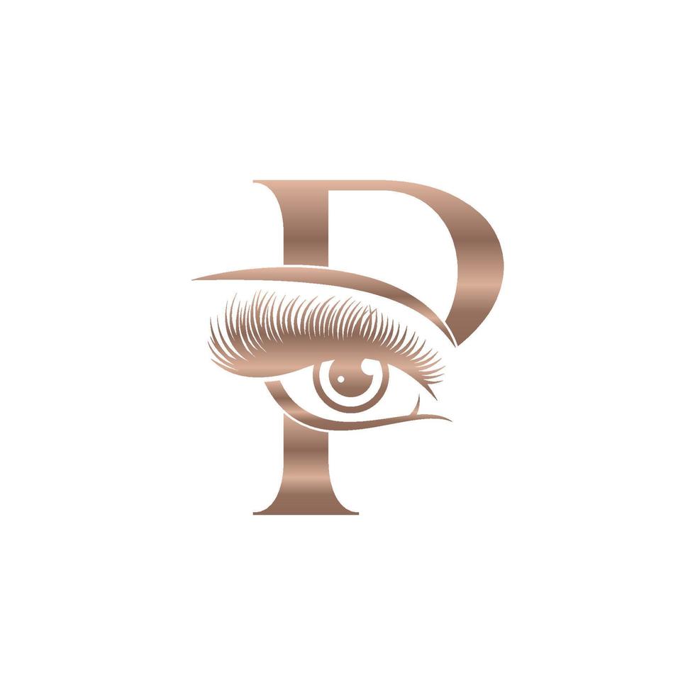 logotipo de pestañas de belleza de lujo letra p vector