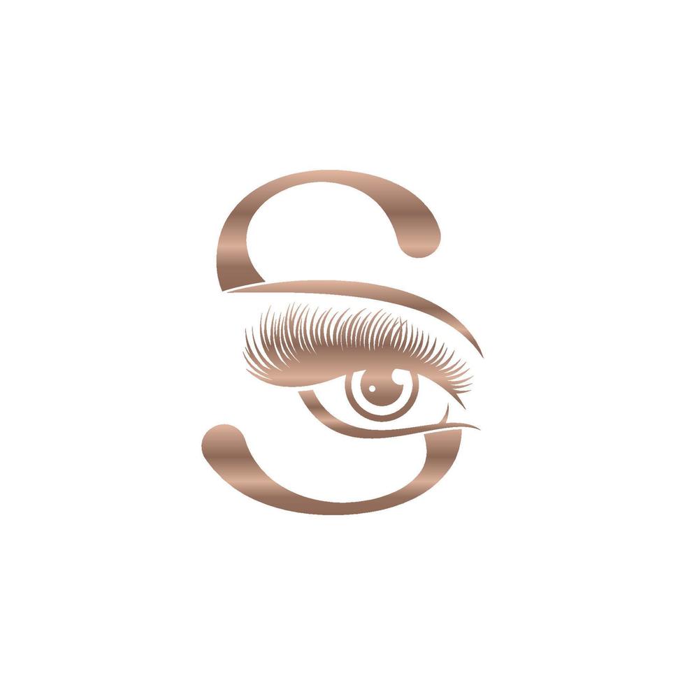 logotipo de pestañas de belleza de lujo letra s vector