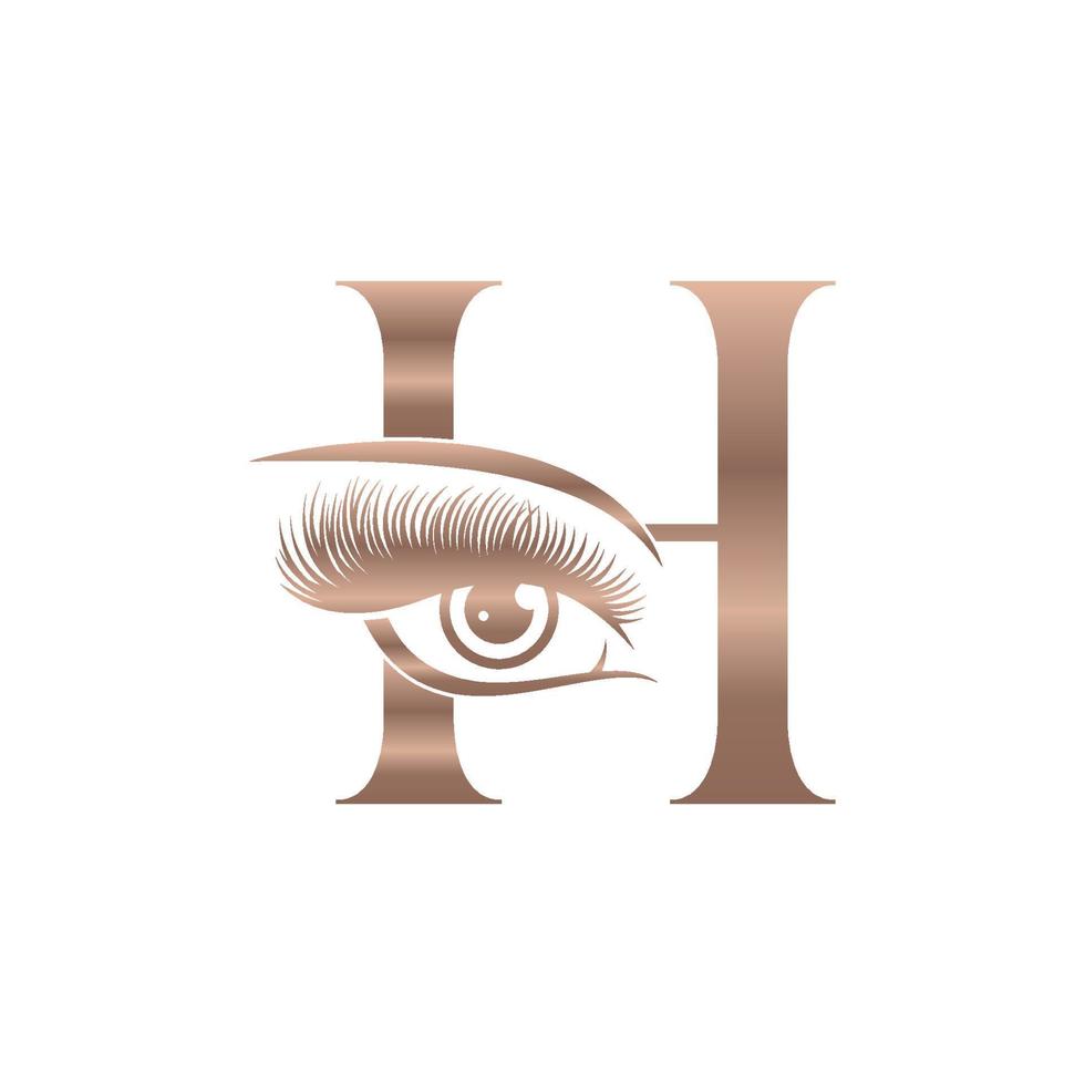 logotipo de pestañas de belleza de lujo letra h vector