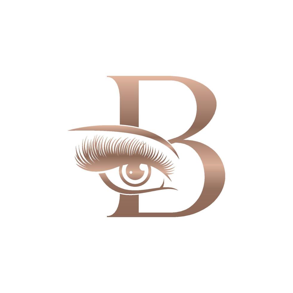logotipo de pestañas de belleza de lujo letra b vector