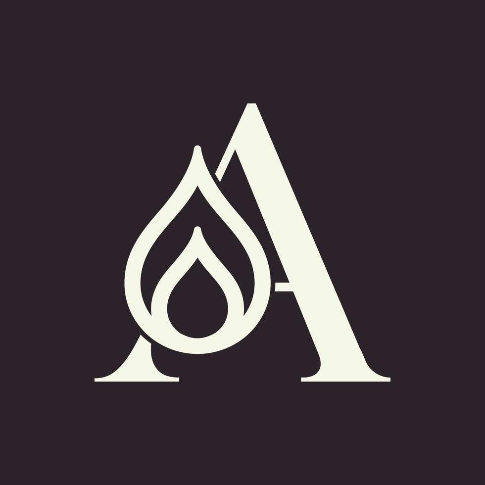 aqua drop beauty logo letter A vector