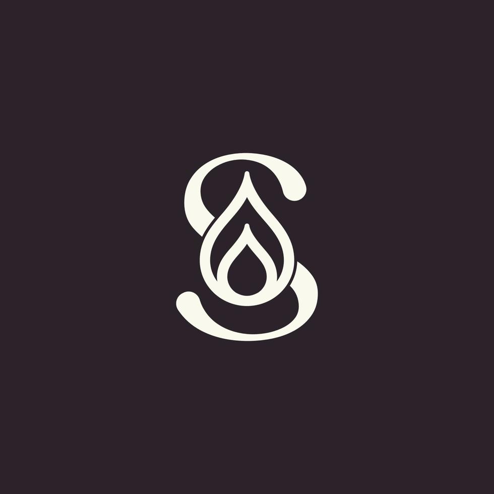 aqua drop belleza logo letra s vector