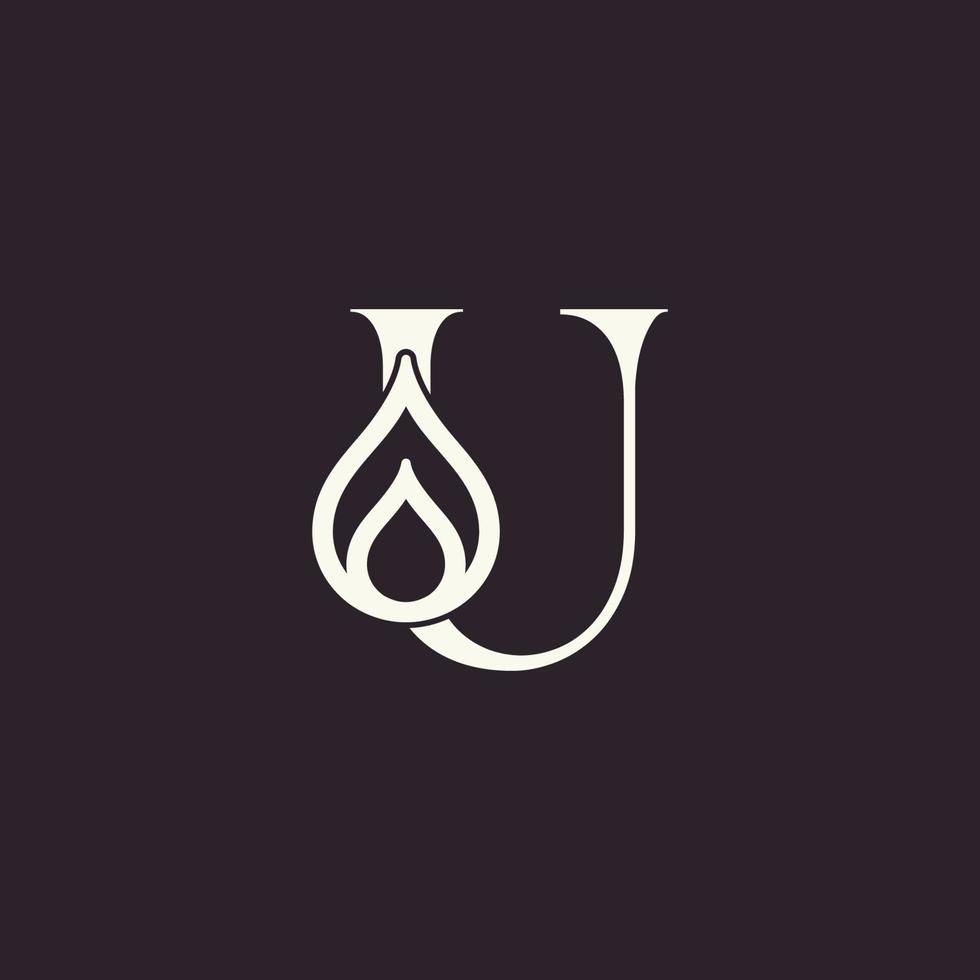 aqua drop beauty logo letter U vector