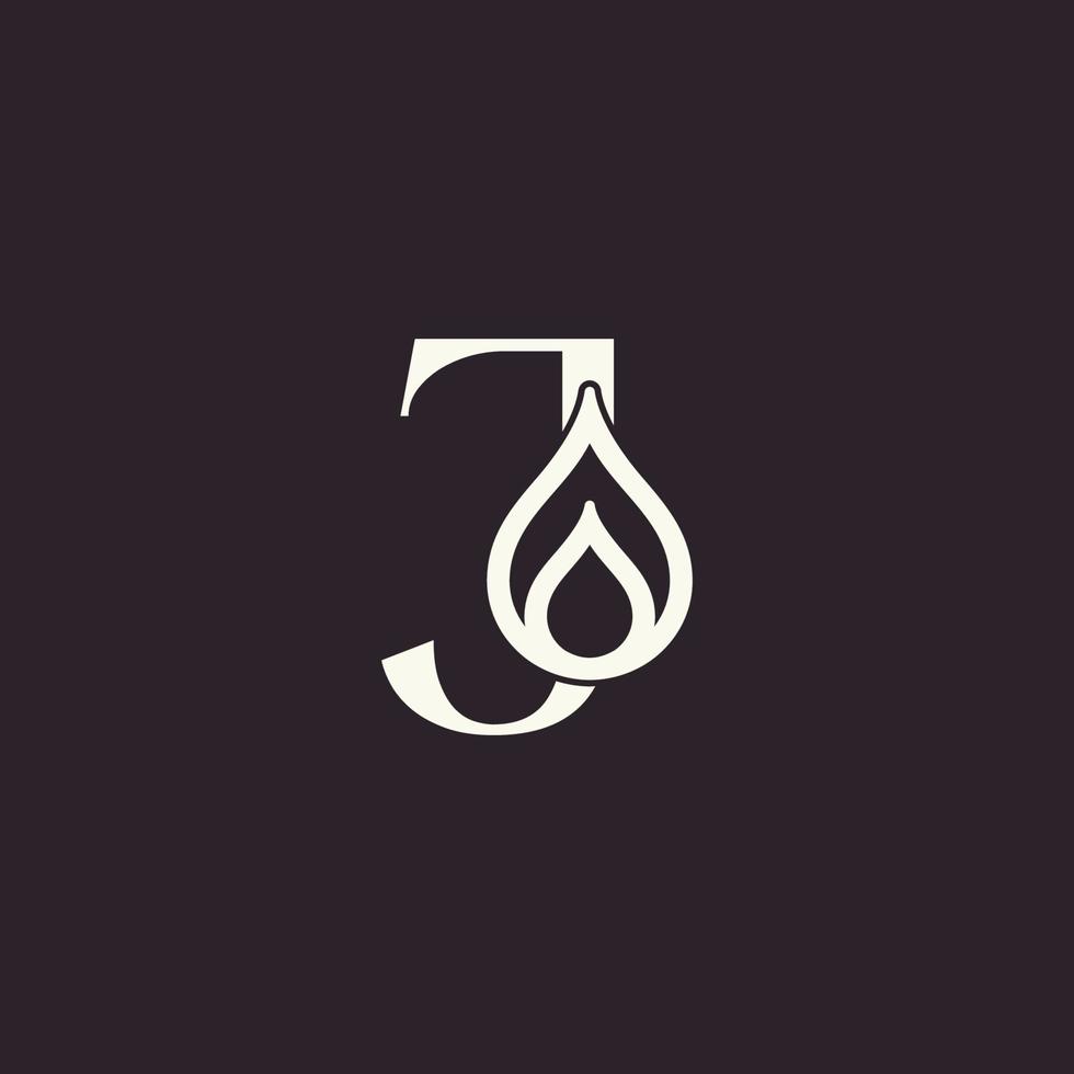 aqua drop belleza logo letra j vector